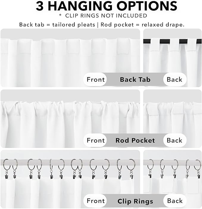 Deconovo Blackout Curtains, Thermal Insulated, W42 x L108 2 Panels, Back Tab - Image 2