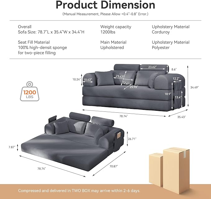 Upgrade High Backrest Design Sofa Bed - Image 2