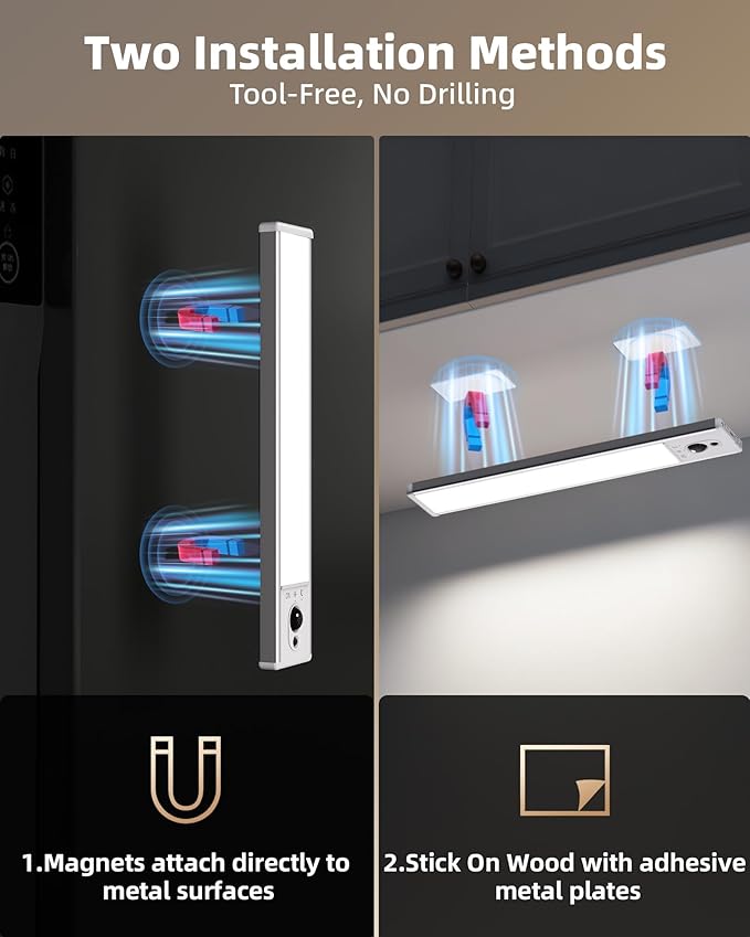 EZVALO 5-Pack Under Cabinet Lighting, 2400mAh Motion Sensor Light, LED Closet - Image 6