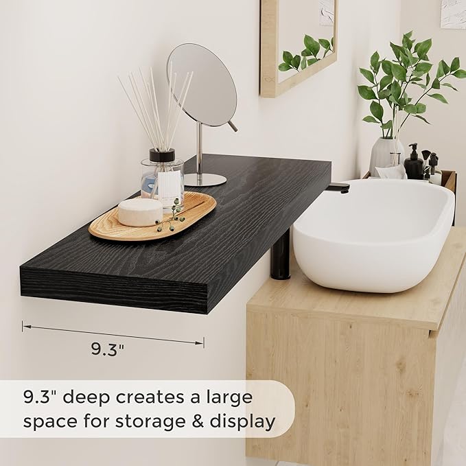 Fun Memories 32 Inch Floating Shelves, Wall-Mounted Bathroom Shelves Set of 2 - Image 4