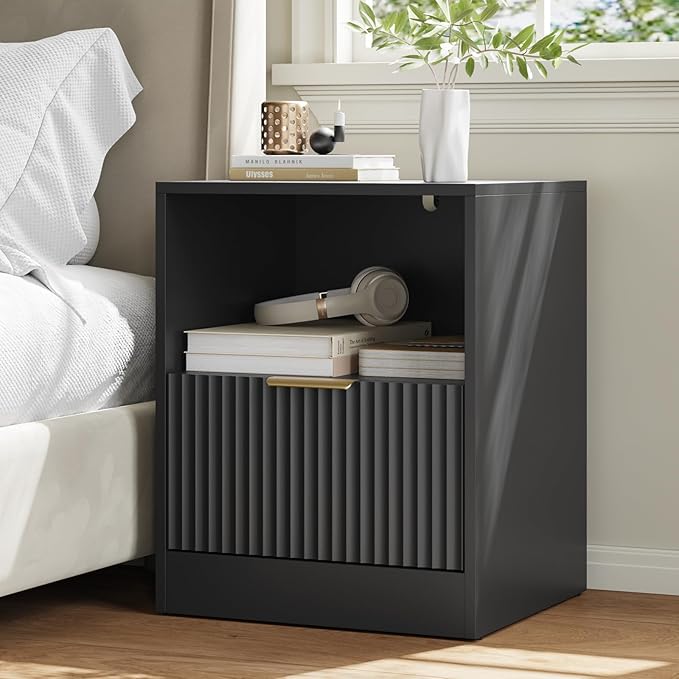3-Piece Fluted Black Dresser and Nightstand Set, 63” Wide Bedroom Dresser Set - Image 5