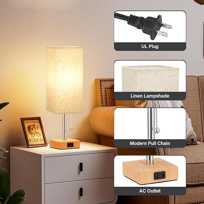 Fenmzee Table Lamp for Bedroom Set of 2 Nightstand - Image 7
