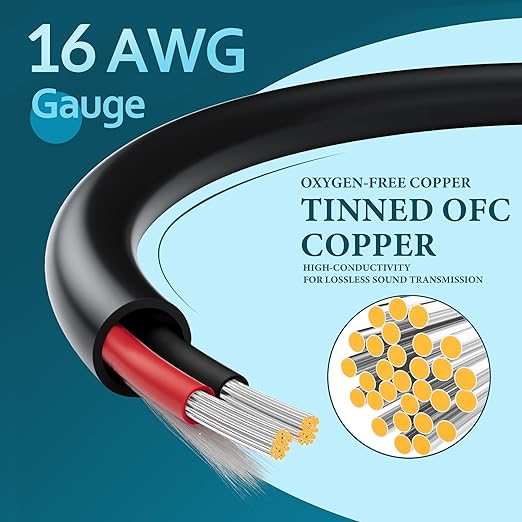 HiFind 16/2 Gauge Speaker Wire Cable 100 Ft-Tinned OFC Copper-UL CL3 Rated- - Image 3