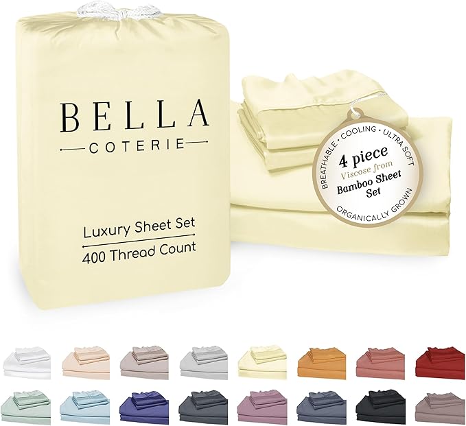 Bella Coterie Luxury Bamboo Viscose Cal King Size Sheet Set | 100% Organically by BC