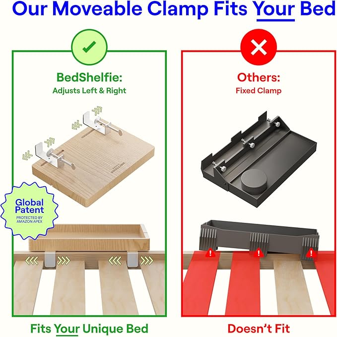 BedShelfie Wood Bedside Shelf for Bunk Bed & Top Bunk, College Dorm Room - Image 4