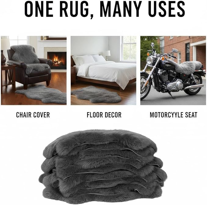 Super Area Rugs Dark Gray Sheepskin Rug - Image 7