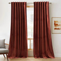 RYB Home Rust Red Velvet Curtains 96 inches Long, Thermal Insulated Panel by RYBHOME