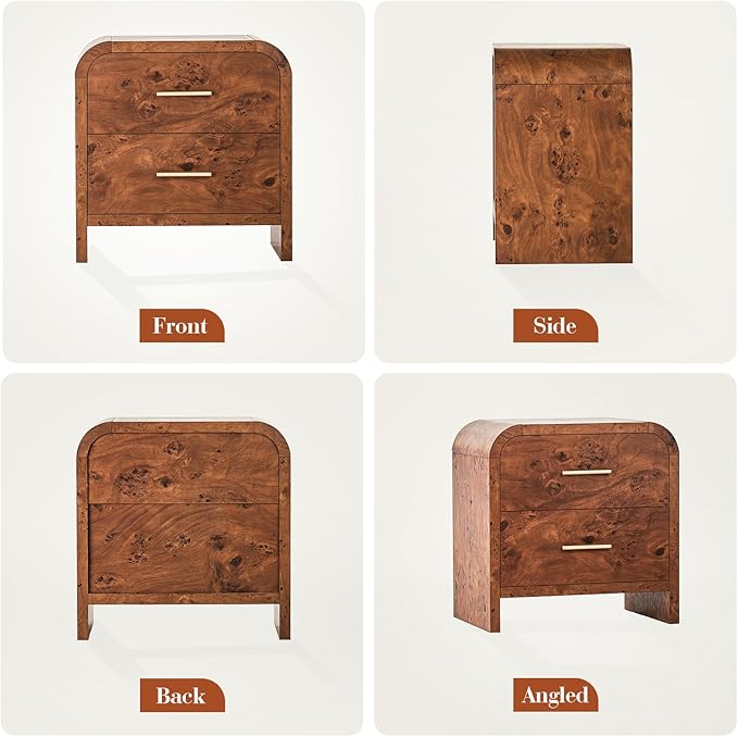 Night Stand 2-Drawer Nightstand 24" H Metal Handle Modern Sturdy Bedside Table - Image 9