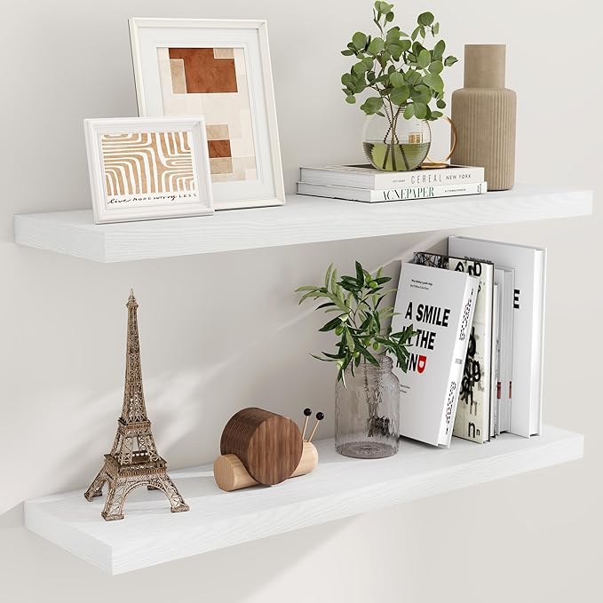 40 Inch Floating Shelves for Wall, 9.3 Inch Deep Shelves for Books & Decor by FunMemories