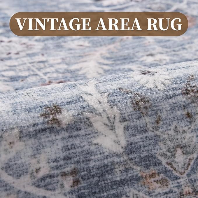 MontVoo-Vintage Area Rugs 8X10 Blue Rugs - Image 3
