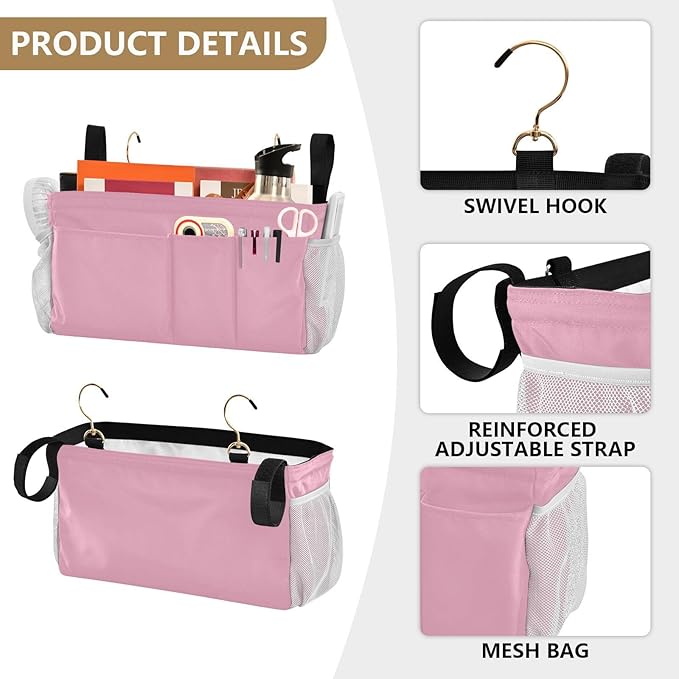 KOPIRIT Rose Red Bedside Caddy Storage Bag Bedside Organizer - Image 5