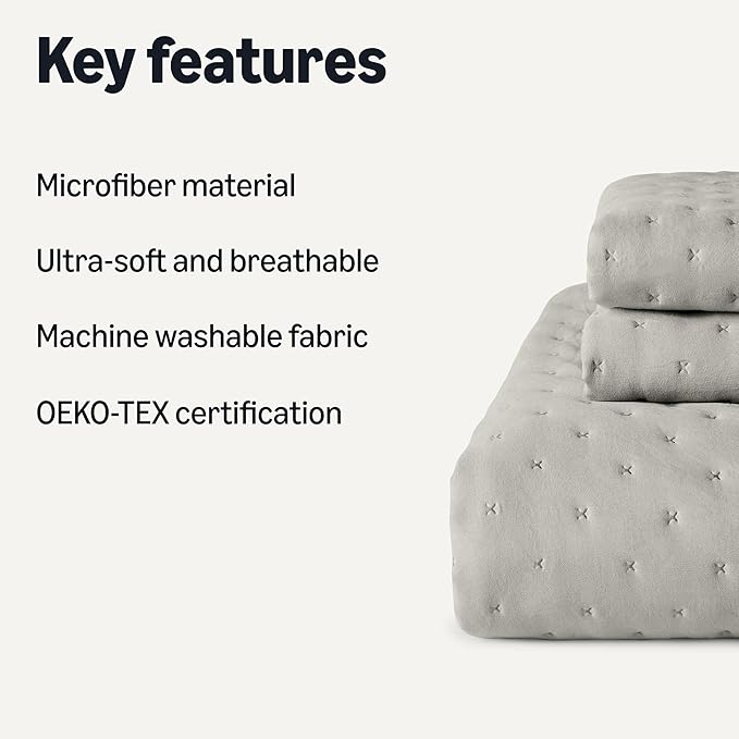 Amazon Basics Brushed Microfiber Quilt Set, Extra Soft - Image 2
