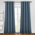 NICETOWN Smoky Blue Curtains 96 inches Long, Grommet Thermal Insulated Blackout by NICETOWN
