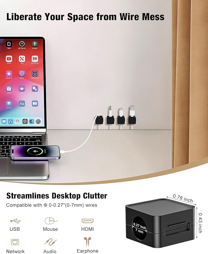 12 Pack Magnetic Cord Organizer Cable Clips, Compact Desk Cable Management Clips - Image 7