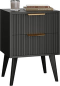 YAUKOMEL Black Night Stand, Modern Bedside Table, Small Nightstand by YAUKOMEL