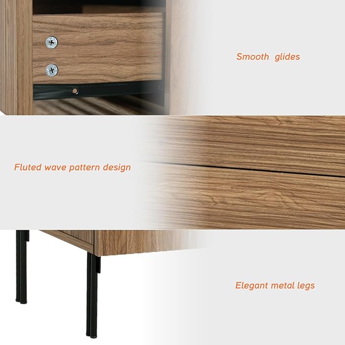 WAMPAT 31.5" W Fluted Dresser for Bedroom, Modern 3 Drawer Dresser TV Stand - Image 7