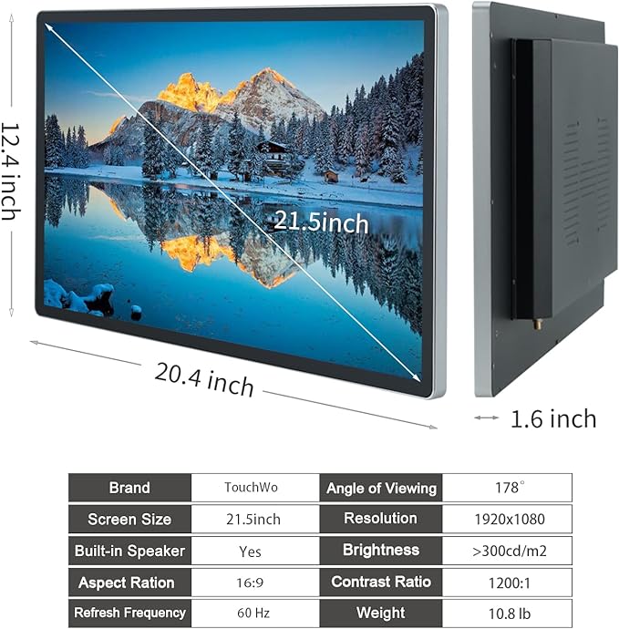 TouchWo 21.5 inch Android 12 Touchscreen Monitor Tablet, 16:9 FHD 1080P - Image 6