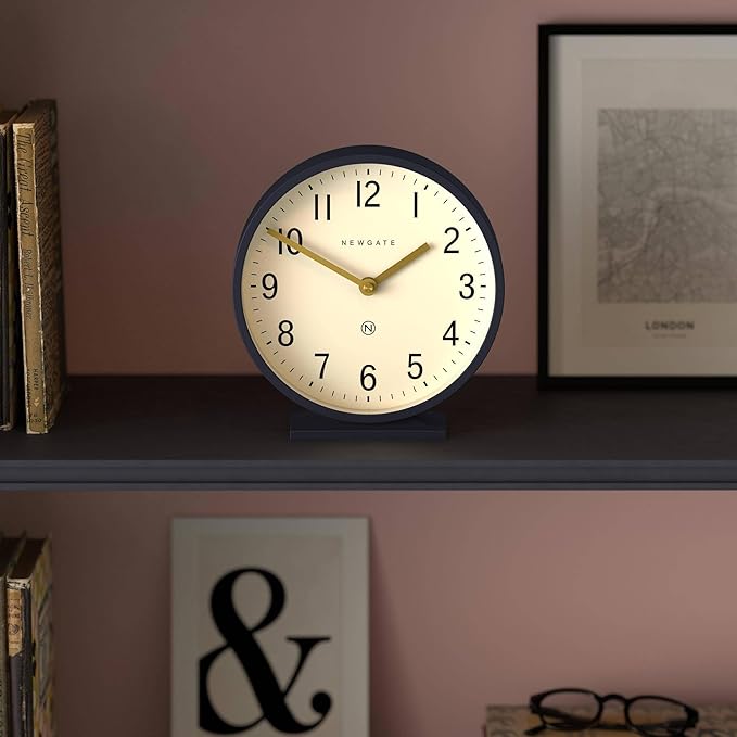 NEWGATE® Q Mantel Clock | Modern Classic Round Mantel Clock | Navy Blue | - Image 6
