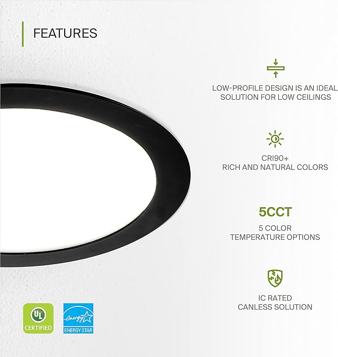 ASD 4 Pack 8 Inch LED Recessed Light 20W, 5 CCT 2700K-5000K CRI90+, IC Rated - Image 3