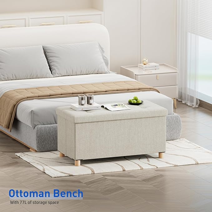 BRIAN & DANY 30 Inches Folding Storage Ottoman Bench, Ottoman - Image 2