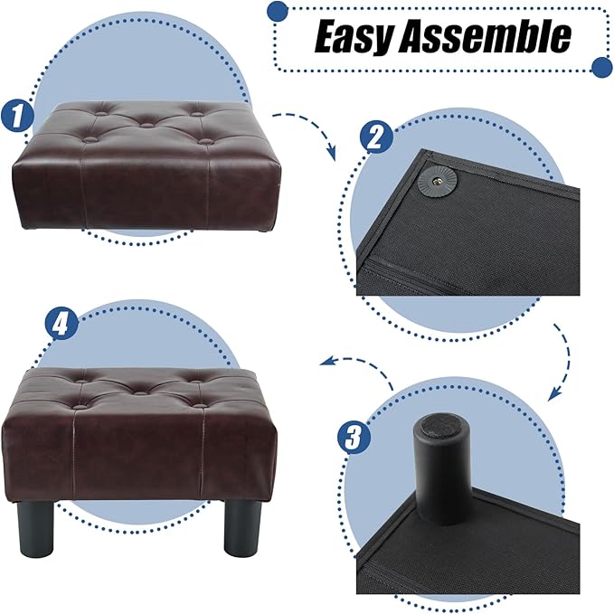 BRIAN & DANY Small Foot Stool, Leather Foot Stools - Image 5