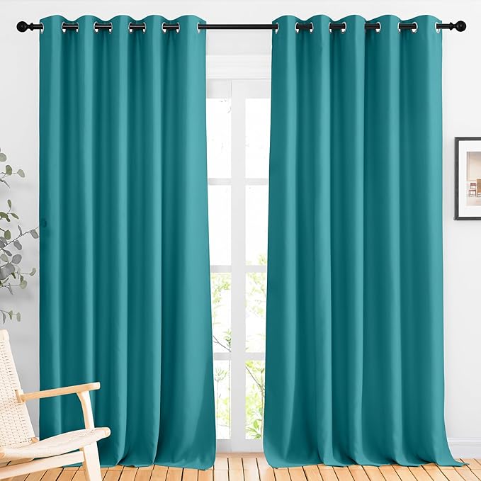NICETOWN Peacock Teal Blackout Living Room Curtains, Grommet Thermal Curtains by NICETOWN