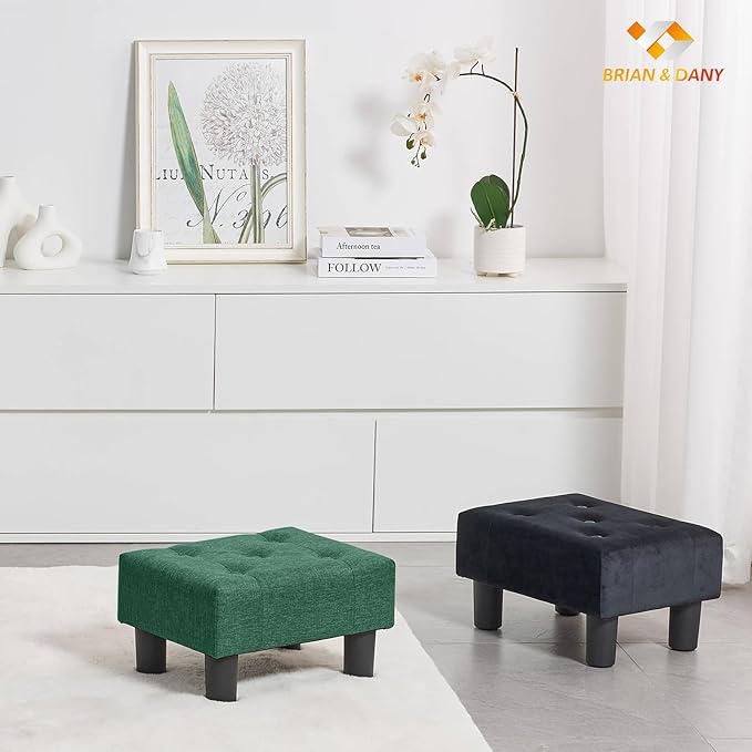 BRIAN & DANY Small Foot Stool, Linen Foot Stools - Image 7