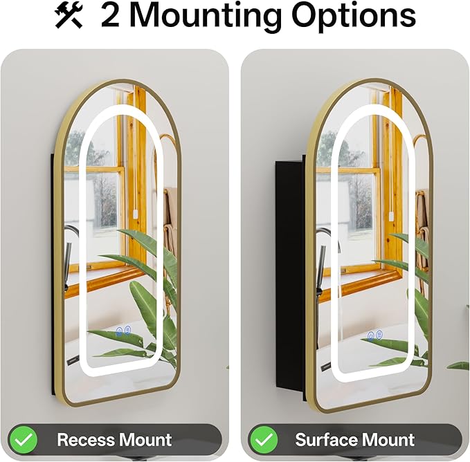LED Arched Bathroom Medicine Cabinet - Image 5
