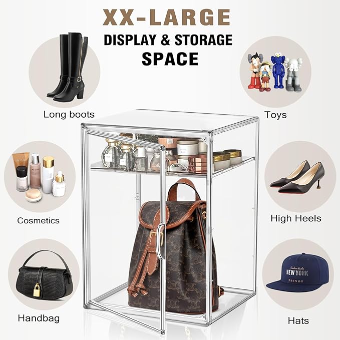 2 Pcs Shoe Display Case, XX-Large Tall Boot Storage Box Transparent Handbag - Image 5