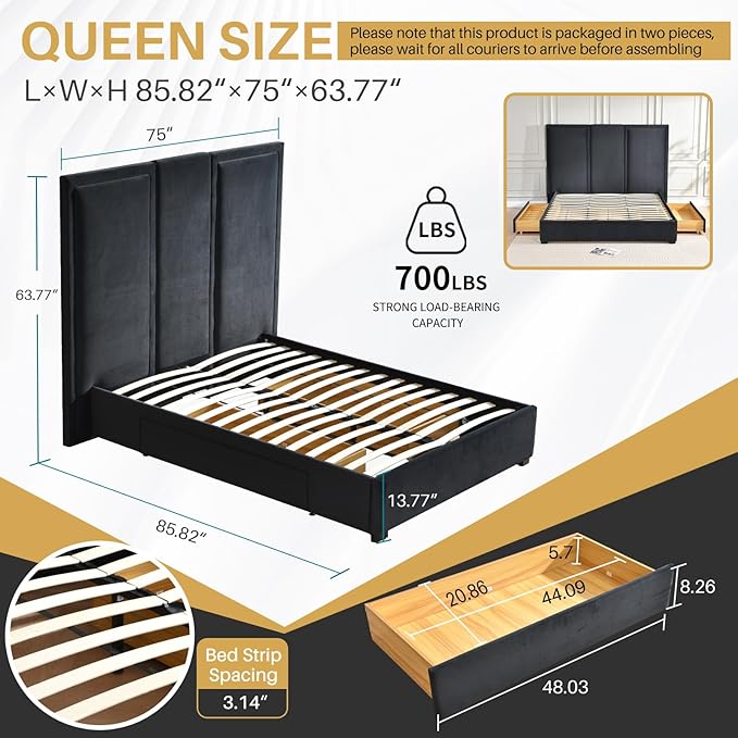 YUHUASHI Queen Size Bed Frame - Image 2