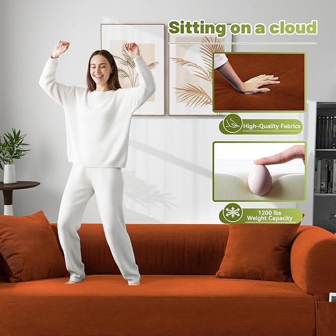 Convertible Sleeper Sofa Bed, Corduroy Pull Out Couch - Image 7