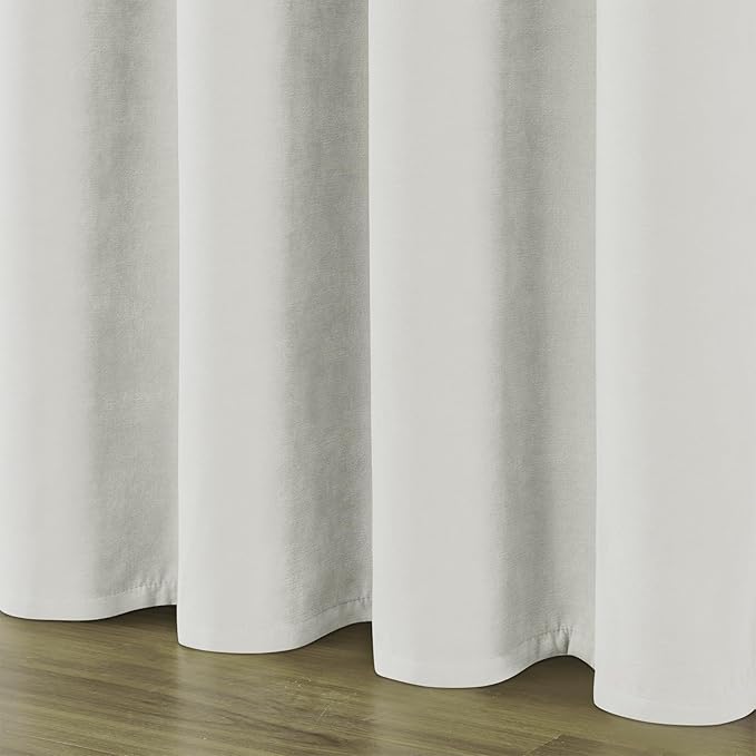 Joydeco Vanilla Grey Velvet Curtains 72 Inches 2 Panels, Luxury Thermal - Image 6