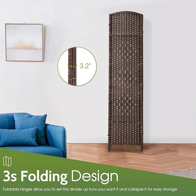 FDW Room Divider Folding Privacy Divider 6 Ft Indoor Wall Divider Portable - Image 5