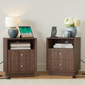 Nightstand Set of 2 with Charging Station, Mid Century Modern Nightstand with by FORTUNETEC