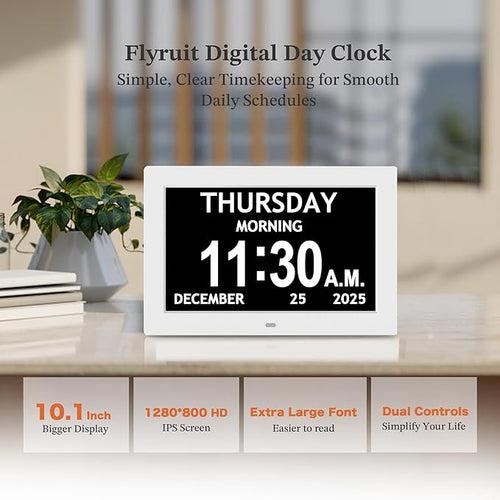 10.1'' Extra Large Digital Clock, 1280*800p HD Display, Dementia Clock - Image 2