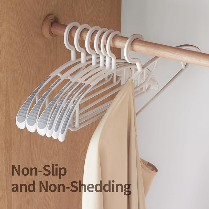 10 Pack Non-Slip Hangers, Heavy Duty, No Shoulder Bump Wide Plastic Hanger - Image 2