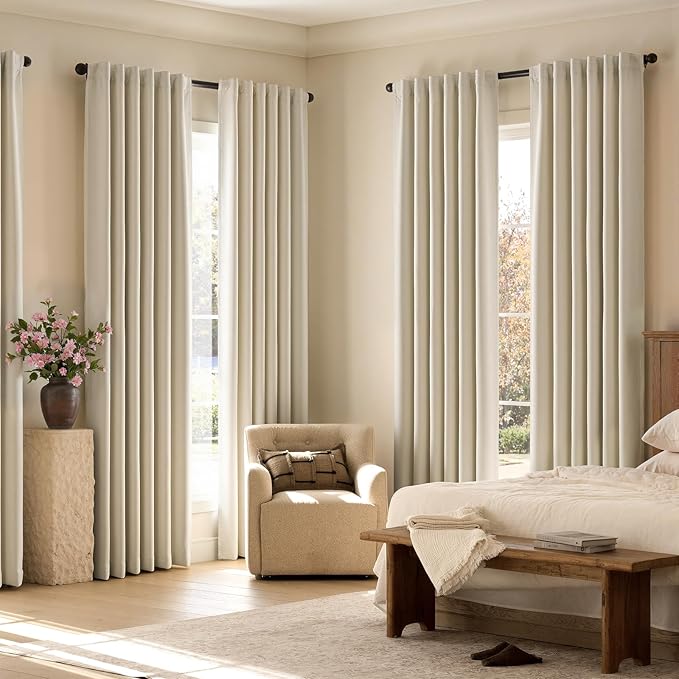 jinchan Chenille Blackout Curtains 108 Inches Long Beige Thermal Insulated - Image 6