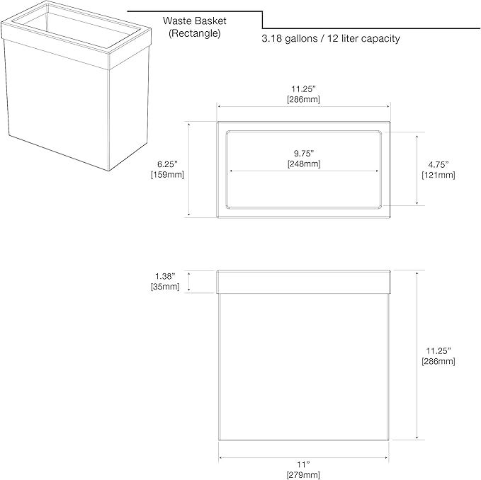 Gatco Modern Rectangle Wastebasket, Satin Nickel - Image 6