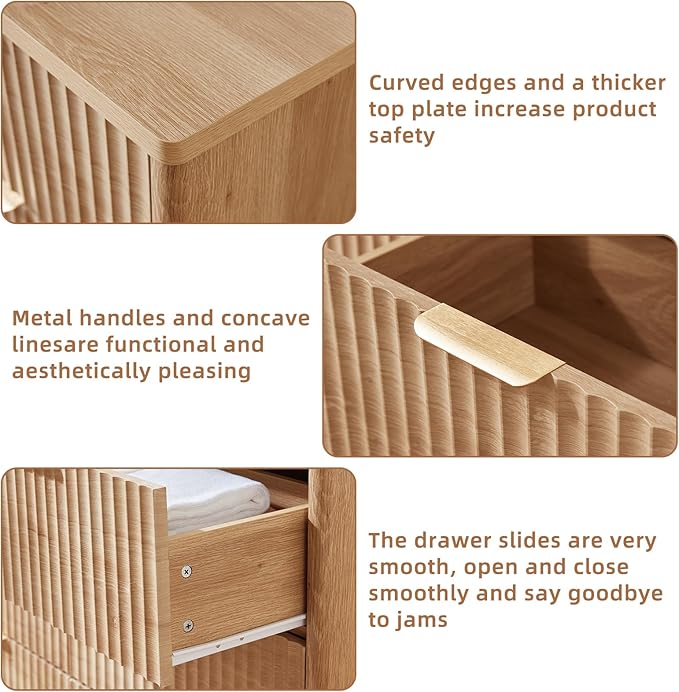 LEYAOYAO Fluted 6 Drawers Dresser, Curved Profile Design, Dresser TV Stand - Image 7