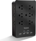Surge Protector Wall Charger, 12 Wide AC Outlets Power Strip, 4 Ports USB by nikleb