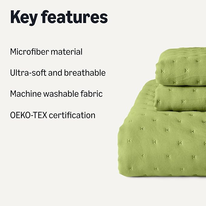 Amazon Basics Brushed Microfiber Quilt Set, Extra Soft - Image 2