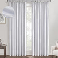 Topfinel White Pinch Pleated Curtains 96 Inch Long, 100% Blackout Thermal by Topfinel