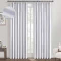 Topfinel White 90 Inches Long Blackout Natural Linen Curtains by Topfinel