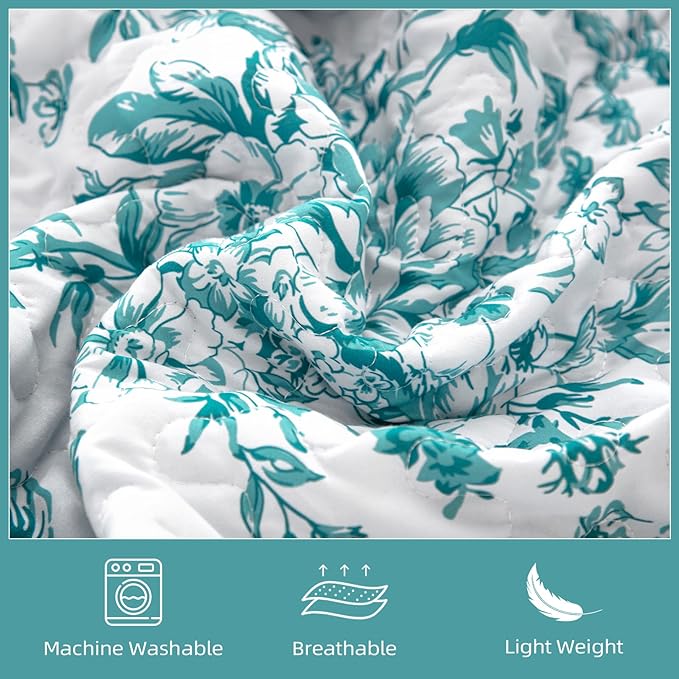 WONGS BEDDING Quilt King Size, Teal Quilt Bedding Set - Image 6