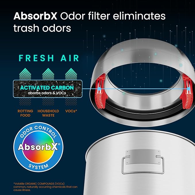 iTouchless 13 Gallon Dual-Deodorizer Trash Can and Recycle Bin Stainless Steel - Image 3