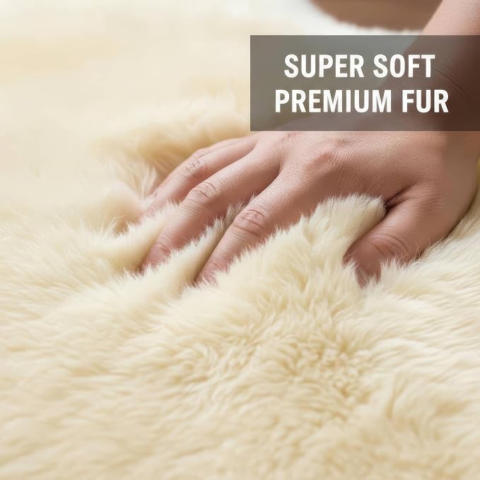 Premium Genuine Sheepskin Rug 6' x 8' Long Fur Soft & Natural Shaggy Living - Image 3