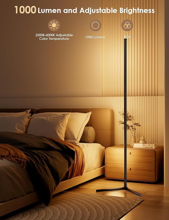 boostool 2 Pack Corner Floor Lamp, Color Changing Ambient Lighting - Image 4