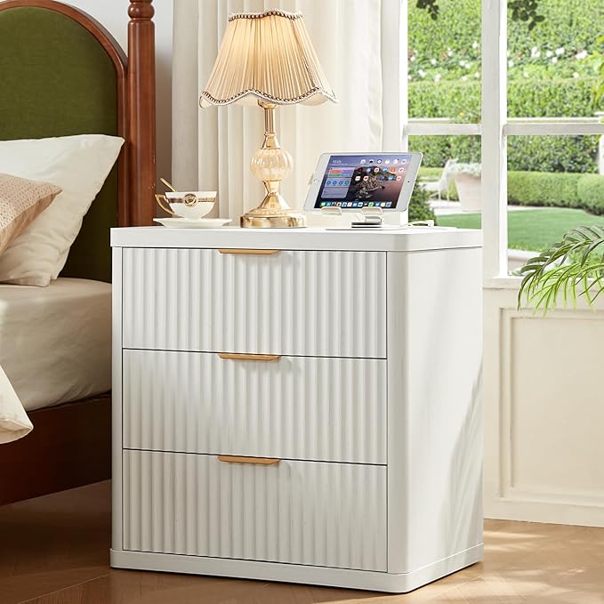 LEYAOYAO Fluted Dressers & Nightstand Set of 3, Wood 48" Wide Dresser & 42" - Image 4