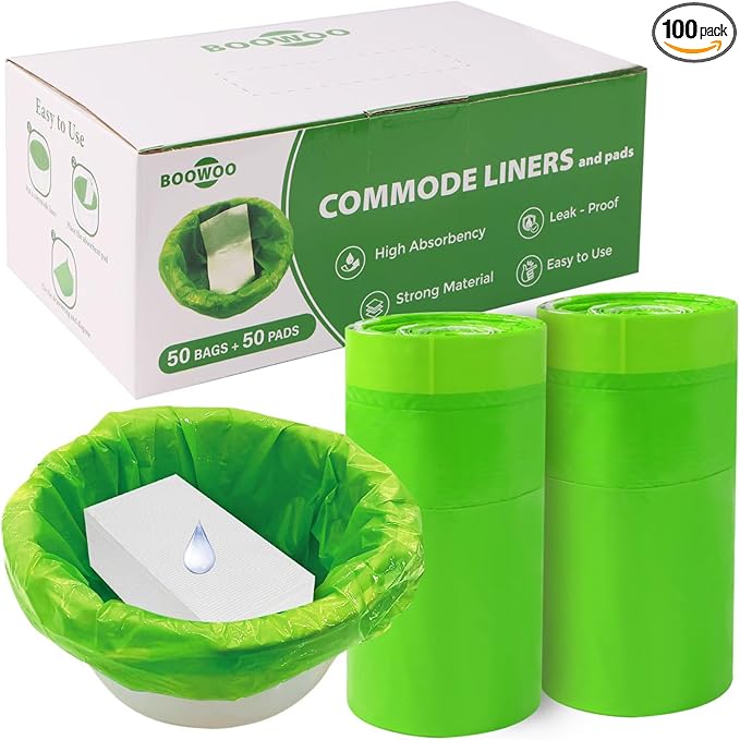BOOWOO Bedside Commode Liners by BOOWOO