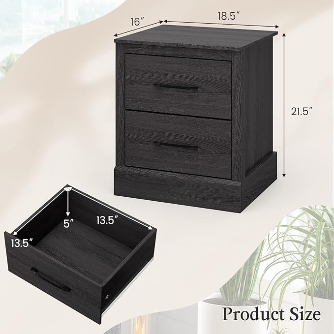 Giantex Farmhouse Nightstand, Wood Bedside Table - Image 3